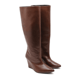 Bota Cano Alto Em Floter Cacau Salto Cunho 500