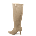 Bota Feminina Salto Baixo e Fino 17005 Camurça Areia