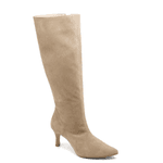 Bota Feminina Salto Baixo e Fino 17005 Camurça Areia