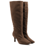 Bota Feminina Salto Baixo e Fino 17005 Camurça Marrom