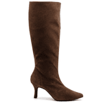 Bota Feminina Salto Baixo e Fino 17005 Camurça Marrom