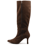 Bota Feminina Salto Baixo e Fino 17005 Camurça Marrom