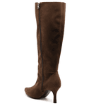 Bota Feminina Salto Baixo e Fino 17005 Camurça Marrom