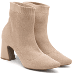 Bota Cano Baixo Salto Grosso Meia 184000 Nude