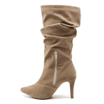 Bota Feminina Cano Médio Slouchy 1714 Camurça Areia