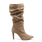 Bota Feminina Cano Médio Slouchy 1714 Camurça Areia