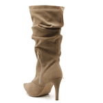 Bota Feminina Cano Médio Slouchy 1714 Camurça Areia
