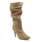 Bota Feminina Cano Médio Slouchy 1714 Camurça Areia
