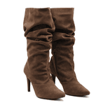 Bota Feminina Cano Médio Slouchy 1714 Camurça Marrom