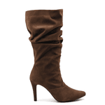 Bota Feminina Cano Médio Slouchy 1714 Camurça Marrom