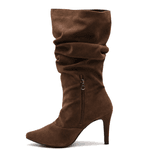 Bota Feminina Cano Médio Slouchy 1714 Camurça Marrom