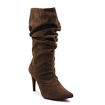 Bota Feminina Cano Médio Slouchy 1714 Camurça Marrom