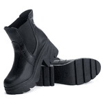 Bota Coturno Chelsea Feminina Couro Legitimo Preto - REF: 6729 