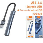 HUB USB Tipo-C 4 Portas 3.0 - KD-3801 KAIDI