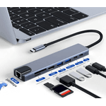 HUB USB Tipo-C 8 em 1 Lotus - LT-T801