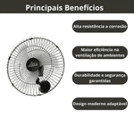 VENTILADOR OSCILANTE 60CM BIVOLT PRETO DE PAREDE PREMIUM