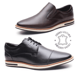 Kit 2 pares Sapatênis em Couro Preto e Café ELT - 31016PT - 31046CF