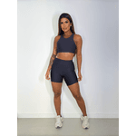 Conjunto Shorts Bolso Top Camiseta Preto