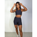 Conjunto Shorts Bolso Top Camiseta Preto