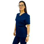 Scrub Tradicional Feminino - Brim Leve Azul Marinho (Blusa Avulsa)