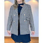 Blazer Tweed Xadrez Preto Com Areia