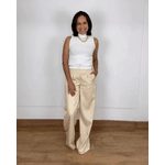 Calça Alfaiataria Crepe Areia