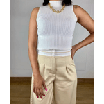 Calça Alfaiataria Crepe Areia
