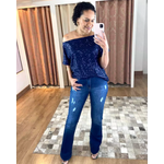 Calça Jeans escuro Flare