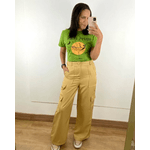 Calça Pantalona Cargo Caramelo