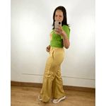 Calça Pantalona Cargo Caramelo
