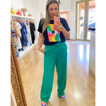 Calça Wide leg moletom Verde