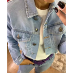 Jaqueta cropped jeans Claro