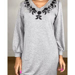 Vestido Chloe Bordado Cinza
