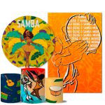 Kit Casado Veste Fácil Trio de Capas Cilindros + Painel Redondo + Painel Retangular Tema Roda de Samba