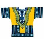 Bata Africana Dashiki Amarelo e Azul