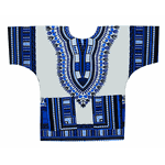 Bata Africana Dashiki Branco e Azul