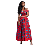 Vestido africano Pena Vermelho e Azul