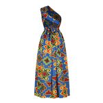 Vestido Africano Azul Petróleo Multi