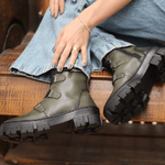Bota Coturno Casual Feminina Dorf Couro Verde Militar