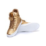 Tenis Sneaker Bawmi Cano Alto Feminino Dourado com Piramide