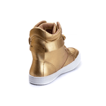 Tenis Sneaker Bawmi Cano Alto Feminino Dourado com Piramide