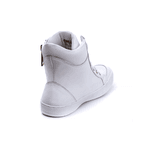 Tenis Sneaker Bawmi Cano Alto Feminino Branco com Ziper Dourado