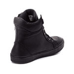 Tenis Sneaker Bawmi Cano Alto Feminino Preto com Ziper Dourado