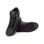 Tenis Sneaker Bawmi Cano Alto Feminino Preto com Ziper Dourado