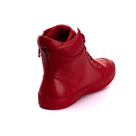 Tenis Sneaker Bawmi Cano Alto Feminino Vermelho com Ziper Dourado