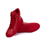 Tenis Sneaker Bawmi Cano Alto Feminino Vermelho com Ziper Dourado