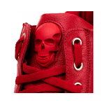 Tenis Sneaker Bawmi Cano Alto Feminino Vermelho com Ziper Dourado