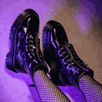 Coturno Estilo Inglês Lizzy Croco Preto