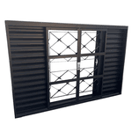 Veneziana De Aço Com Grade Xadrez Cinza Eterfran 150x100x12