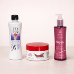 Kit Com 1 Pó Descolorante Vermelho Mini, 1 Água Oxigenada Mini E 1 Pigmentante Fluido - Kit Teste De Mechas by FR